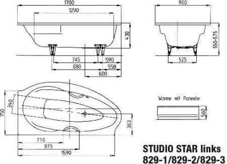 Ванна стальная (170 x 90) Kaldewei Studio Star 222948040001